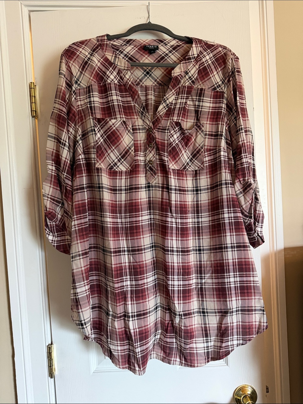 torrid Burgundy and WhitePlaid Tunic